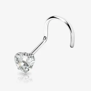 Piercing de nariz tipo U com coração de zircônia em aço cirúrgico