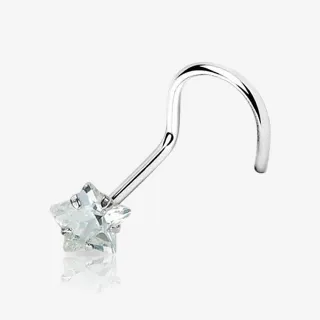Piercing de nariz modelo U com estrela de zircônia em aço cirúrgico