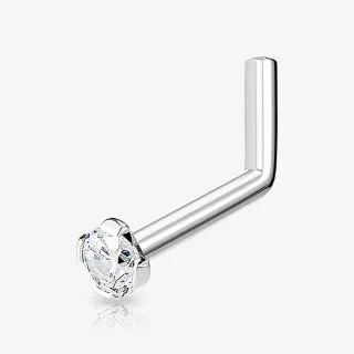 Piercing nariz curvo strass cravado em aço cirúrgico prateado
