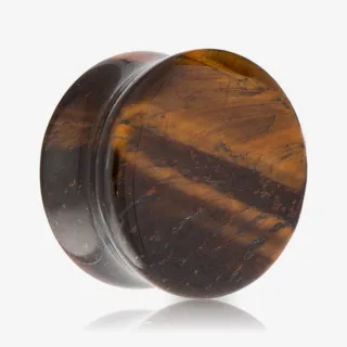 Plug de Pedra Olho de Tigre com acabamento liso e natural