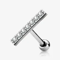 Piercing Barbell Barra Longa com Strass em Aço Cirúrgico