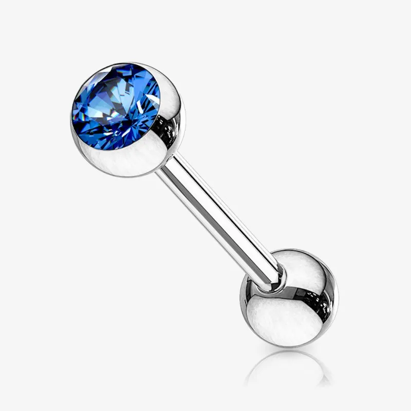 Piercing Barbell de Aço Cirúrgico - Bolinha Strass - Piercings Retos