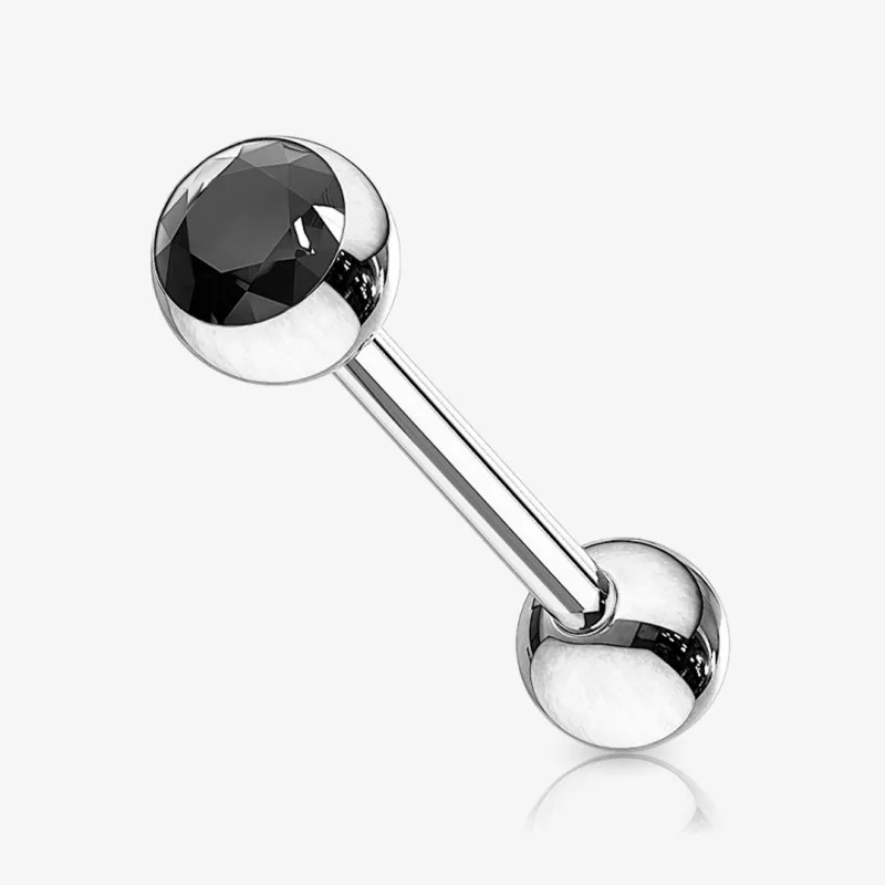 Piercing Barbell de Aço Cirúrgico - Bolinha Strass - Piercings Retos