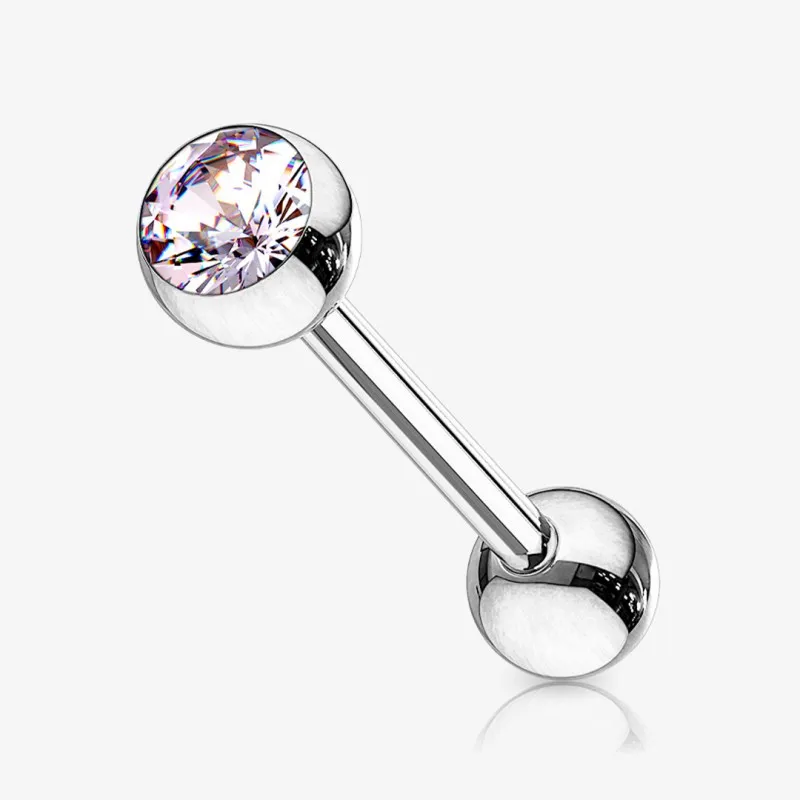 Piercing Barbell de Aço Cirúrgico - Bolinha Strass - Piercings Retos