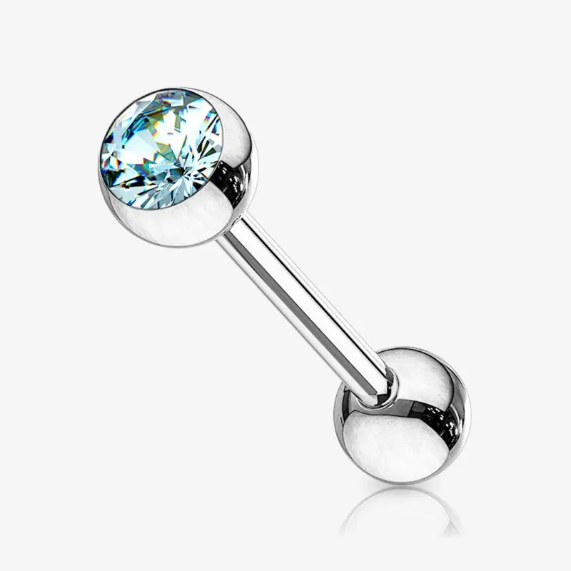 Piercing Barbell de Aço Cirúrgico - Bolinha Strass - Piercings Retos