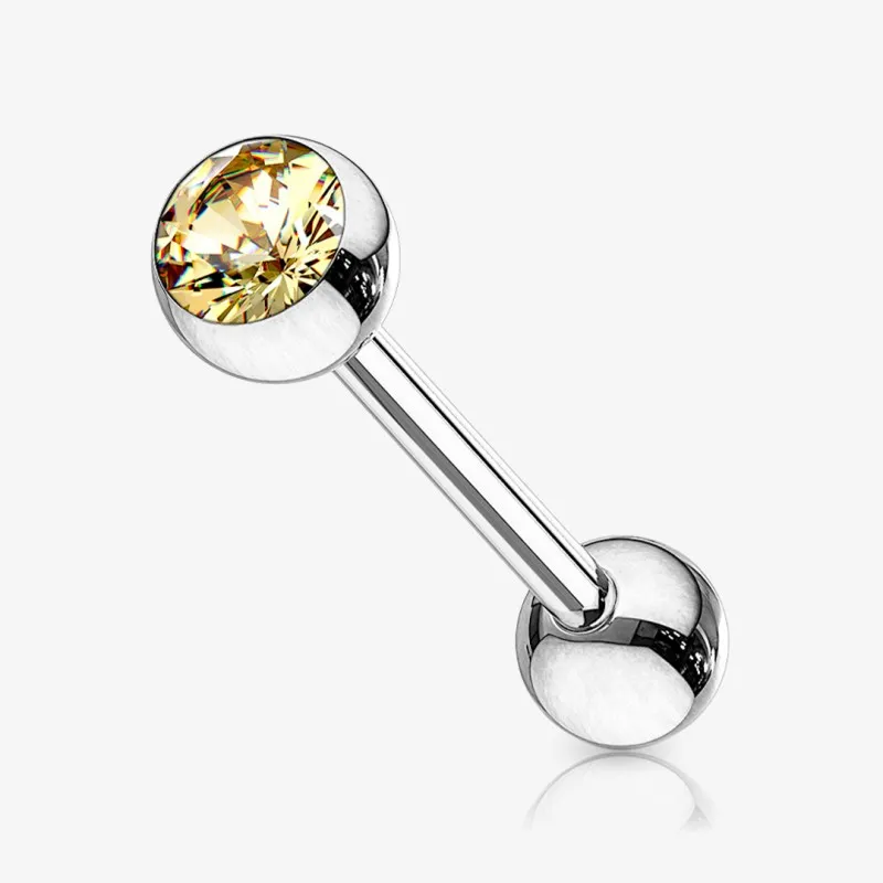 Piercing Barbell de Aço Cirúrgico - Bolinha Strass - Piercings Retos