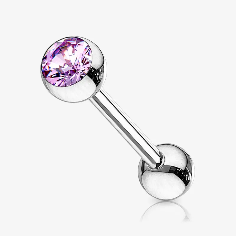 Piercing Barbell de Aço Cirúrgico - Bolinha Strass - Piercings Retos