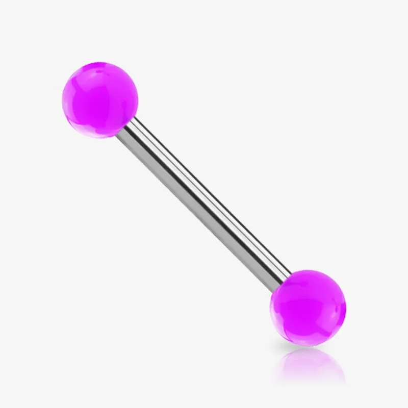 Piercing Barbell de Aço Cirúrgico - Bolinha Acrílica - Piercings Retos