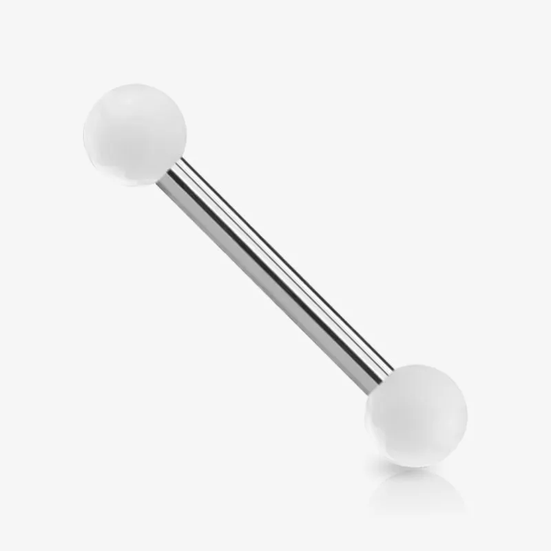 Piercing Barbell de Aço Cirúrgico - Bolinha Acrílica - Piercings Retos
