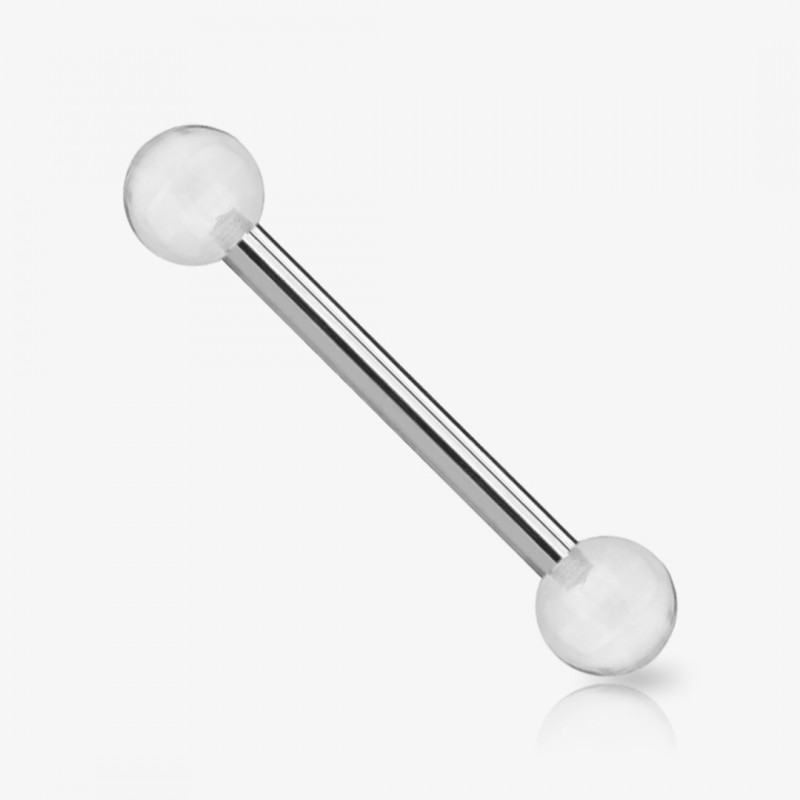 Piercing Barbell de Aço Cirúrgico - Bolinha Translúcida - Piercings Retos