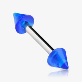 Piercing Barbell Spike Translúcido em aço com ponta acrílica
