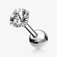 Piercing Barbell Zircônia em Aço Cirúrgico Feminino