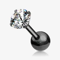 Piercing Barbell Zircônia Redonda em Aço Preto