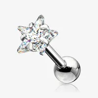 Piercing Barbell Estrela Zircônia em Aço Cirúrgico