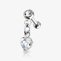 Piercing Cartilagem Pendente Coração com Zircônia – Aço
