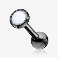 Piercing Barbell Refletor Branco em Aço Cirúrgico Preto