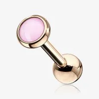 Piercing Barbell Refletor Rosa em Aço Rosê – Unidade