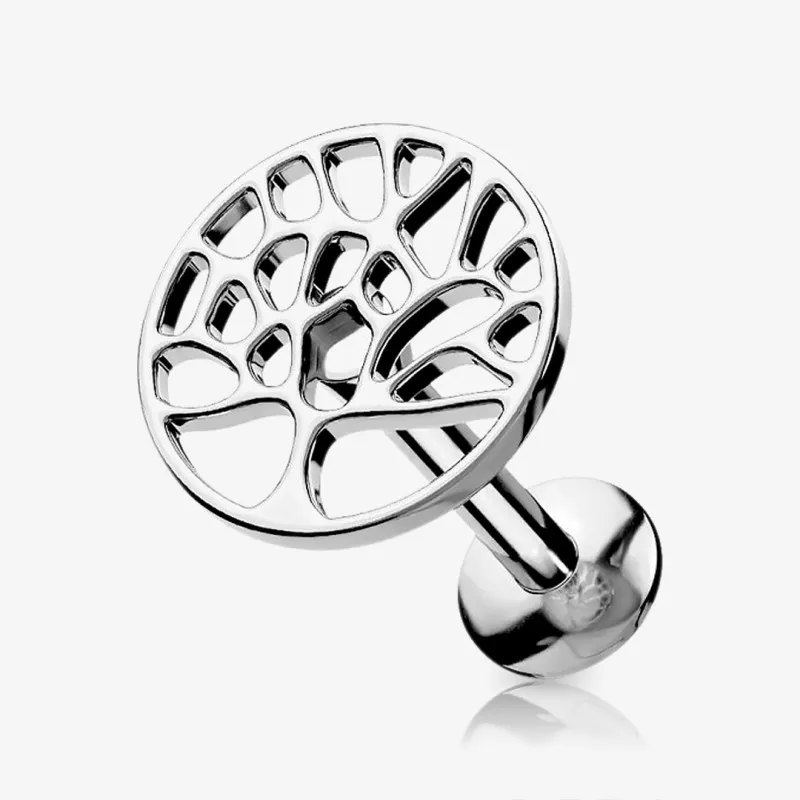 Piercing Labret Arvore com símbolo da Árvore da Vida em aço cirúrgico