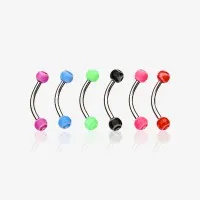 Piercing Curvo Aço com Bolinha Candy Color para Sobrancelha