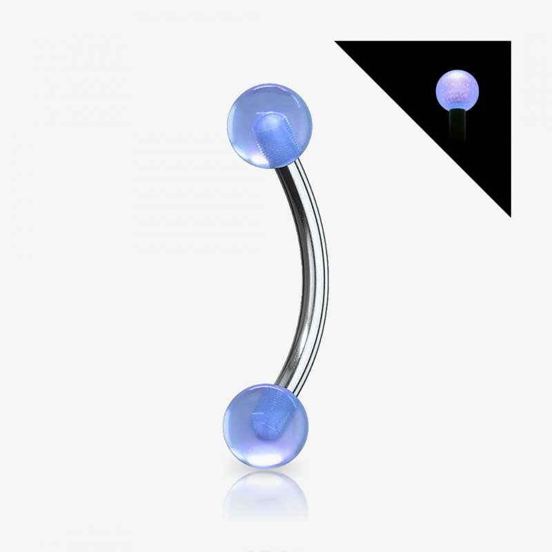 Piercing Curvo de Aço Cirúrgico - Bolinha Fluorescente - Piercings de Sobrancelha