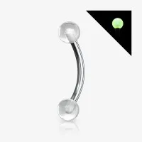 Piercing Curvo Aço Cirúrgico com Bolinha Fluorescente