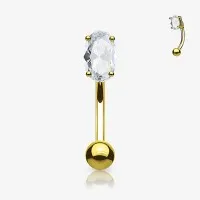 Piercing Curvo Zircônia Oval com brilho sofisticado