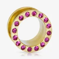 Alargador Rosca Aço Strass Rosa Escuro é na ALARGS