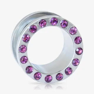 Alargador Rosca Aço Strass Violeta - Strass Colors