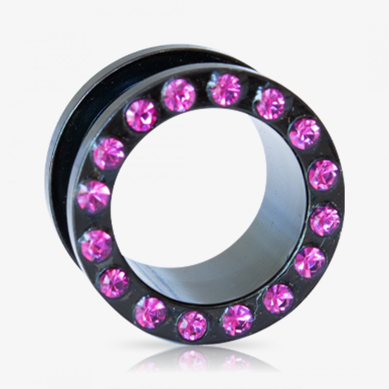 Alargador Rosca Aço Strass Violeta - Strass Colors