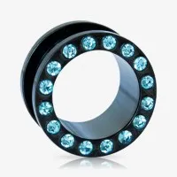 Alargador Rosca Aço Strass Azul Claro é na ALARGS