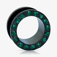 Alargador Rosca Aço Strass Verde Esmeralda é na ALARGS