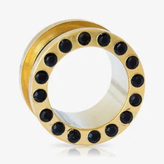 Alargador Rosca Aço Strass Preto - Strass Colors