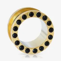 Alargador Rosca Aço Strass Preto é na ALARGS