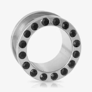 Alargador Rosca Aço Strass Preto - Strass Colors