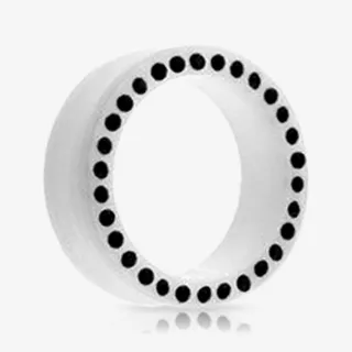 Alargador Acrílico Branco Preto Strass - Strass Colors