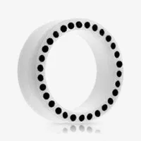 Alargador Acrílico Branco Preto Strass é na ALARGS