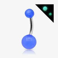 Piercing umbigo titânio com bolinhas fluorescentes