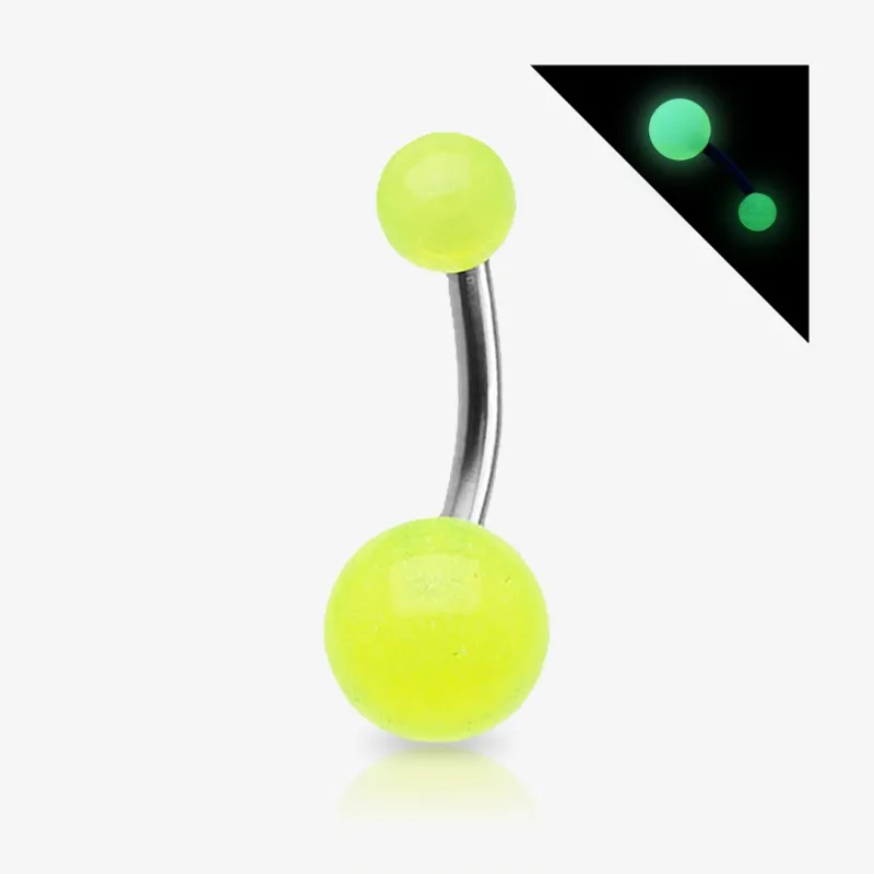 Piercing Umbigo Titânio com Bolinhas Acrílicas Fluorescentes - Piercings de Umbigo