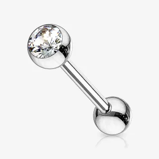 Piercing Barbell de Titânio com strass e rosca interna