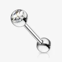 Piercing Barbell de Titânio com Rosca Interna e Strass