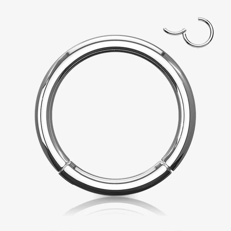 Piercing Argola Prateada Clicker de titânio com fecho prático