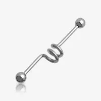 Piercing Transversal Espiral em Aço Cirúrgico Prateado