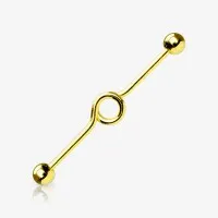 Piercing Transversal Círculo com Design Dourado em Aço