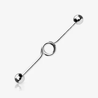 Piercing Transversal Círculo em aço cirúrgico prateado com design clean