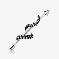 Piercing Transversal Tentáculo em Aço Cirúrgico Prateado