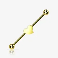 Piercing Transversal Coração em Aço Cirúrgico Dourado