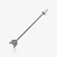 Piercing Transversal Flecha em Aço Prata com Design Moderno