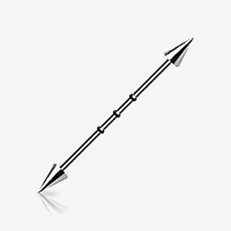 Piercing Transversal Corrugado Spike prateado em aço cirúrgico