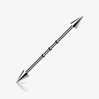 Piercing Transversal Corrugado Spike em Aço Estiloso