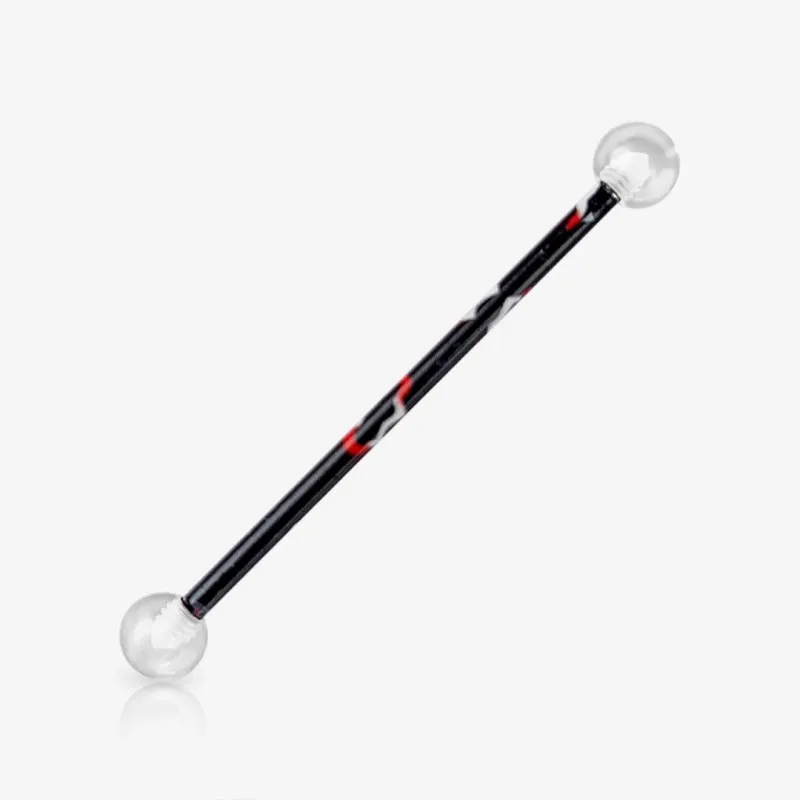 Piercing Transversal Estampado com cores preto, vermelho e branco em aço cirúrgico